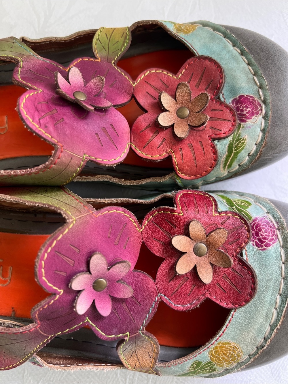 Socofy Floral Multicolour Leather Sandals
Slip-on Size 38 (Size 7.5) - Picture 4 of 13